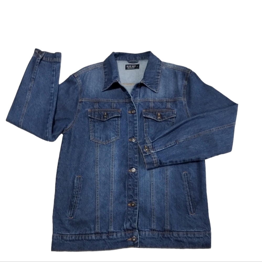 Blue Age Jeans USA Women's Denim Grungecore Streetwear Button Down Jacket Size L